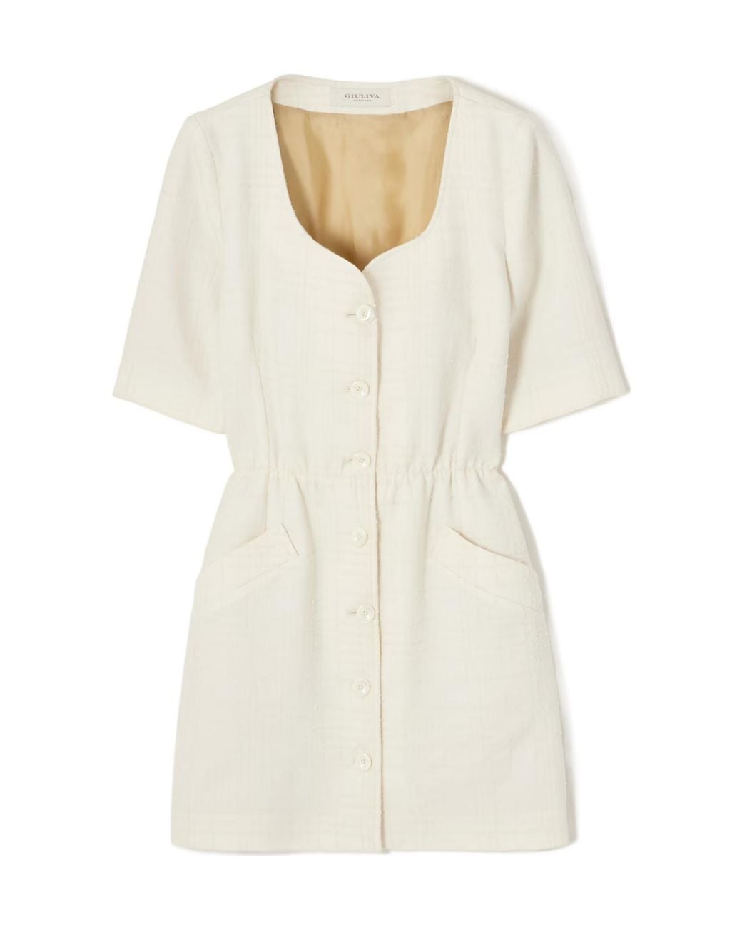Giuliva Heritage White The Vanessa Wool Bouclé-Tweed Mini Dress