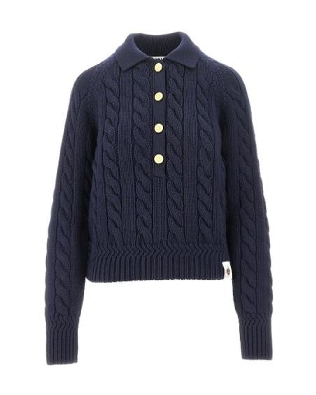 Bally Blue Logo Patch Buttoned Jumper