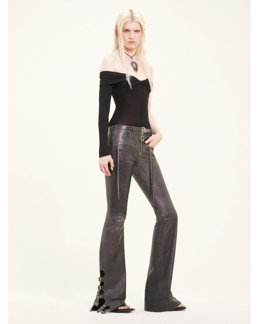 Courreges Black Twisted Single-Sleeve Jersey Top