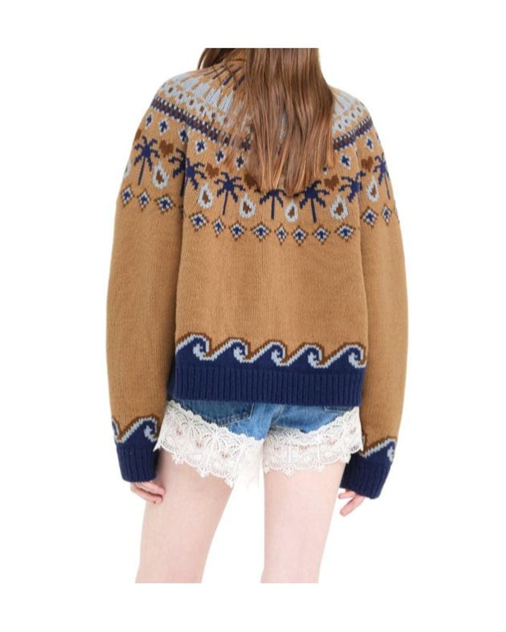 Alanui Blue Sweet Winter Jacquard Turtleneck Sweater