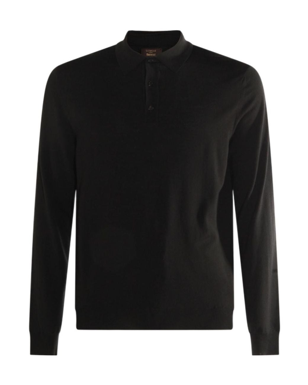 Zanone Black Button Detailed Long-Sleeved Polo Shirt for men