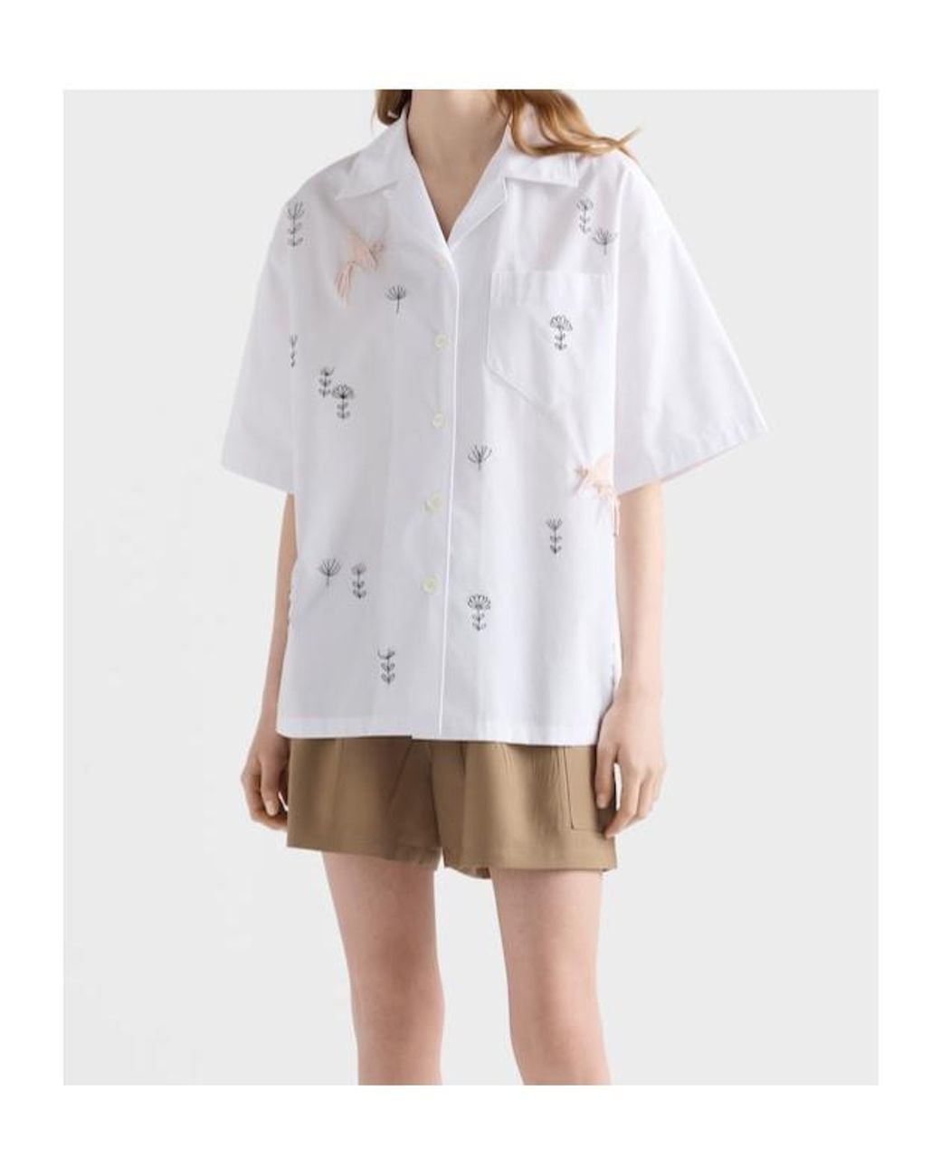 Prada White Short-Sleeved Button-Up Shirt