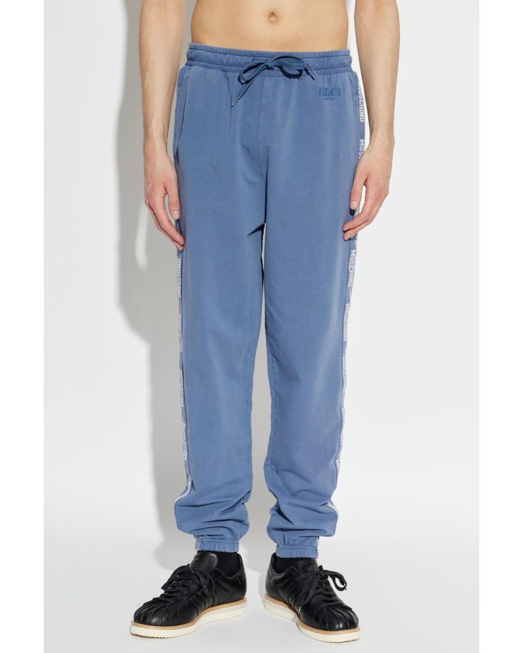 Moschino Blue Logo Tape Track Pants for men