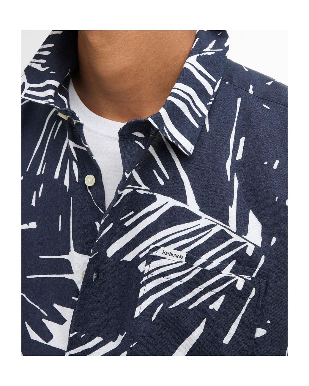 Barbour Blue Short-Sleeved Printed Shirt for men