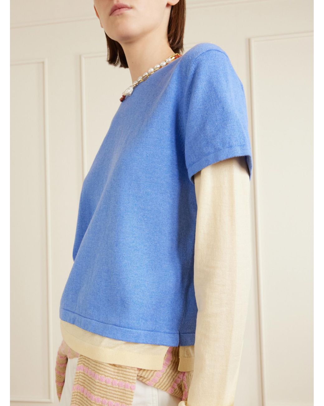 Guest In Residence Blue Lightweight Layered T-Shirt