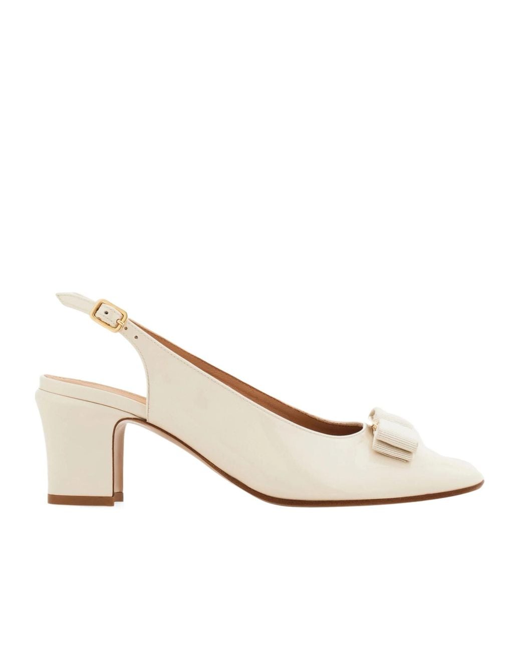 Ferragamo White Vara Bow Slingback Pump