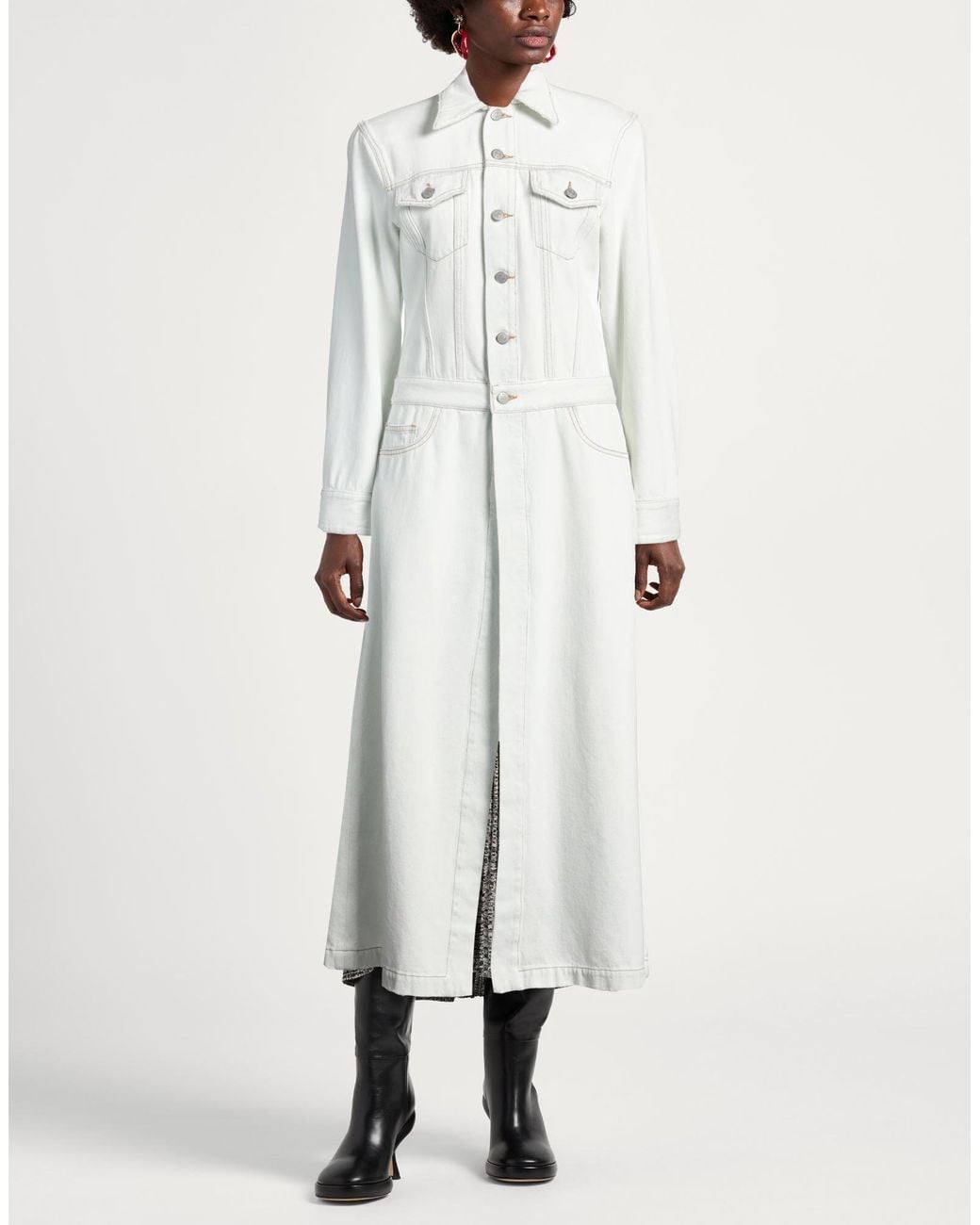 MM6 by Maison Margiela White Light-Colored Denim Trench Coat