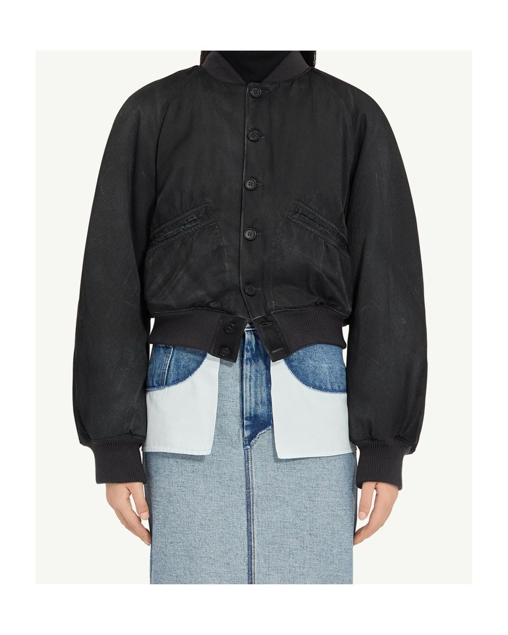 MM6 by Maison Margiela Black Raglan-Sleeved Bomber Jacket