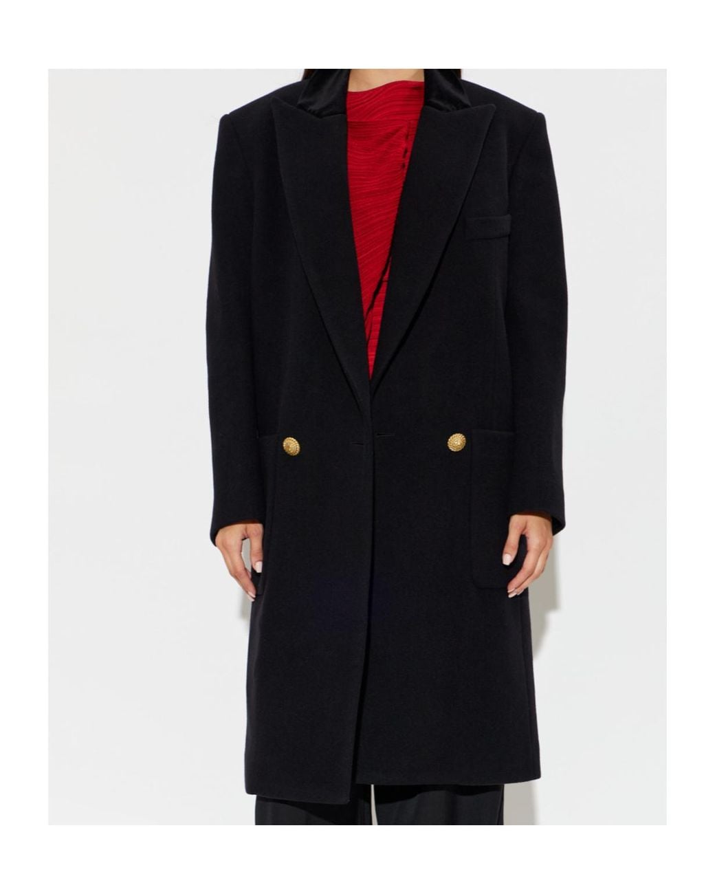 Balmain Black Double-Breasted Tailored Coat