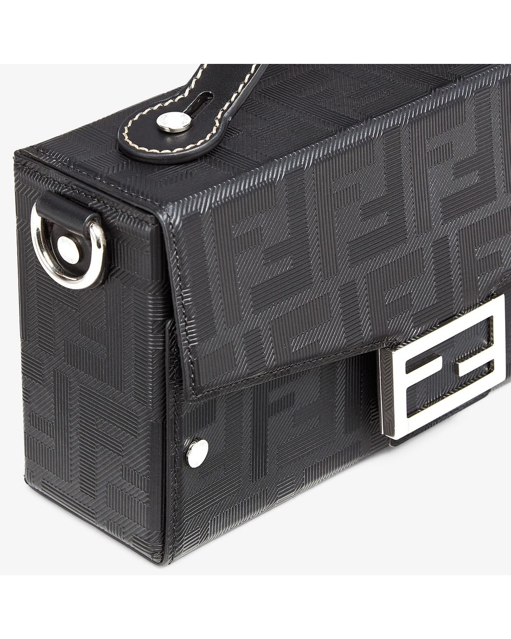Fendi Black Baguette Soft Trunk Top Handle Bag for men