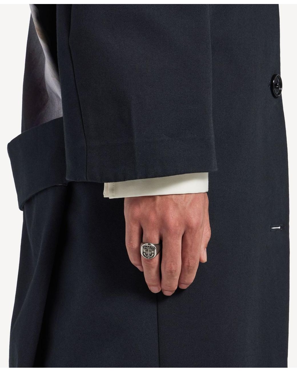 Balenciaga White Anchor Crest Signet Ring for men