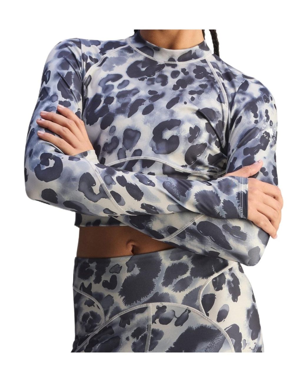 Adidas By Stella McCartney Blue Animal-Pattern Compression Top