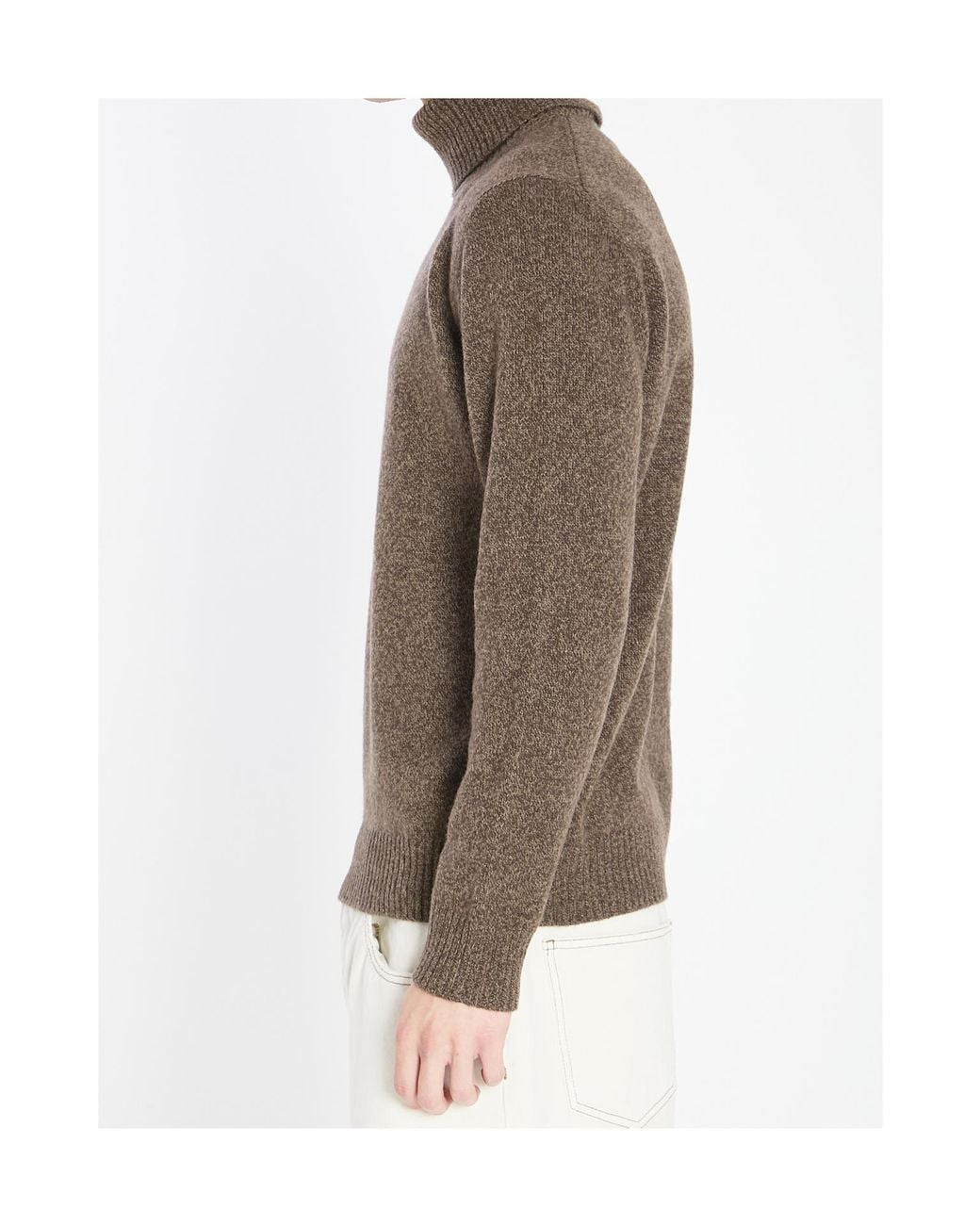Roberto Collina Brown Mouline Turtleneck Jumper for men