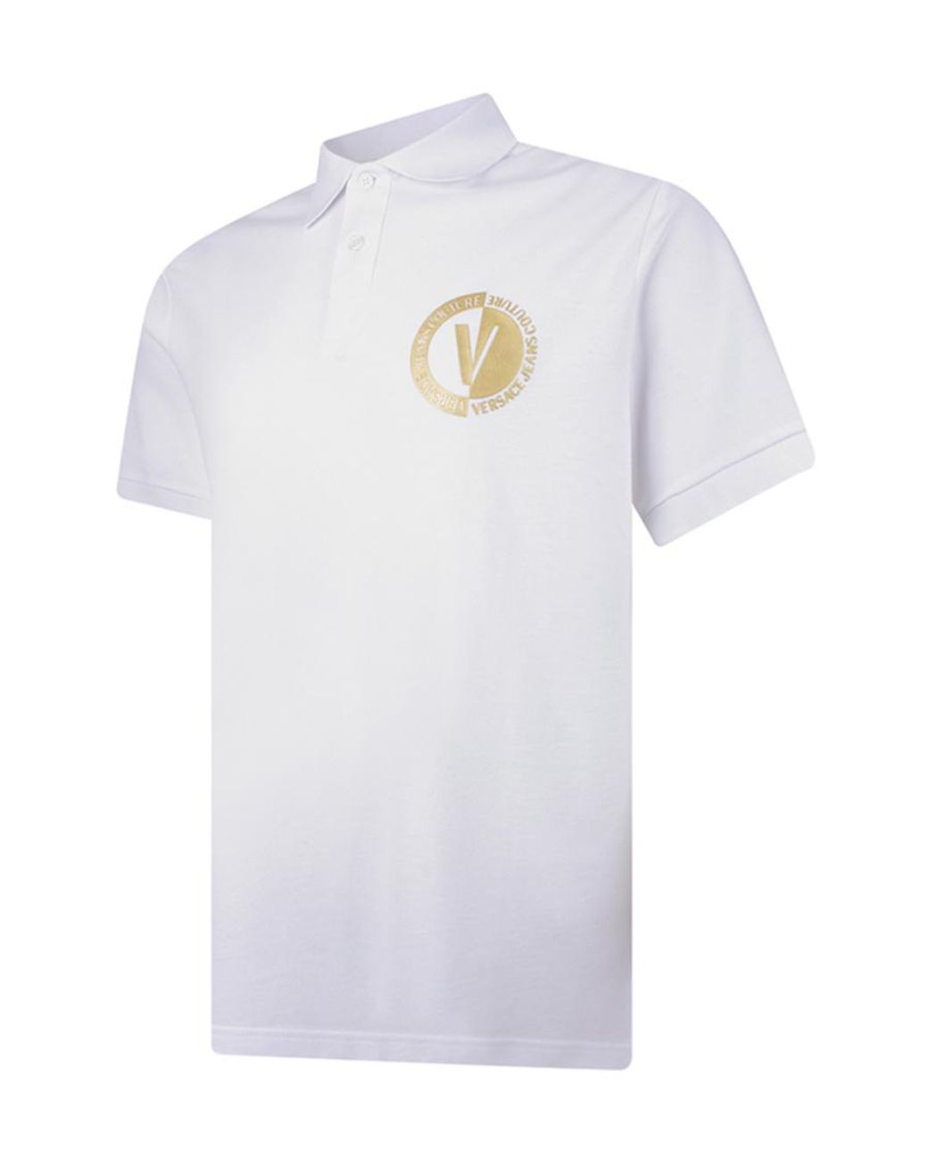Versace Jeans White Metallic Logo Polo Shirt for men