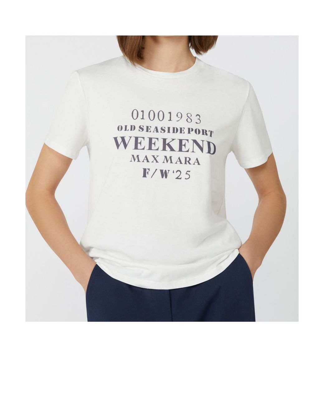 Weekend by Maxmara White Guglia Logo Printed Crewneck T-Shirt