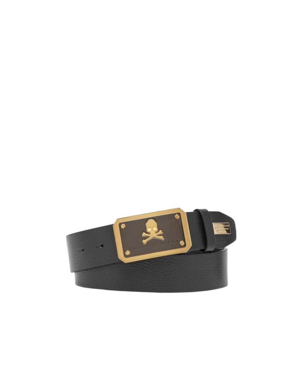 Philipp Plein White Logo-Plaque Leather Belt for men