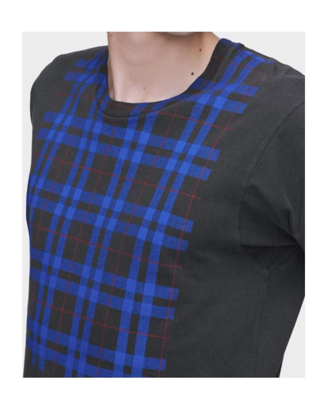 Maison Margiela Blue Checked Panel T-Shirt for men