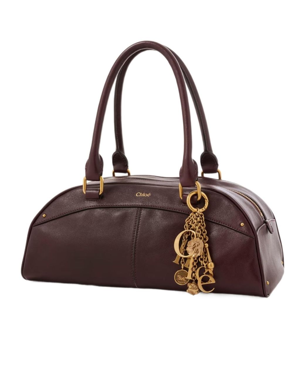 Chloé Brown Chloé Bowling Zipped Top Handle Bag