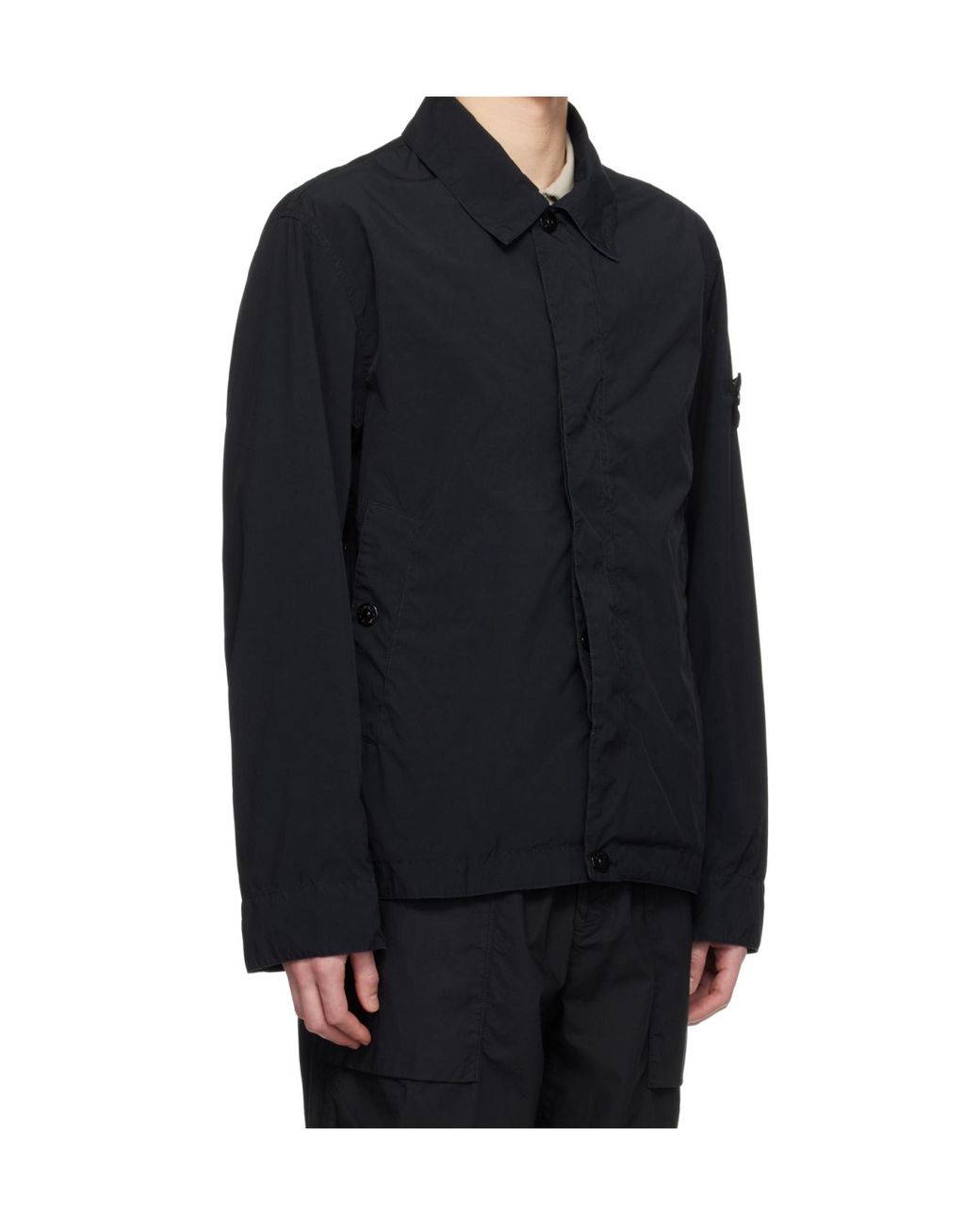 Stone Island Blue Touch Poly-Tc Logo Patch Jacket for men