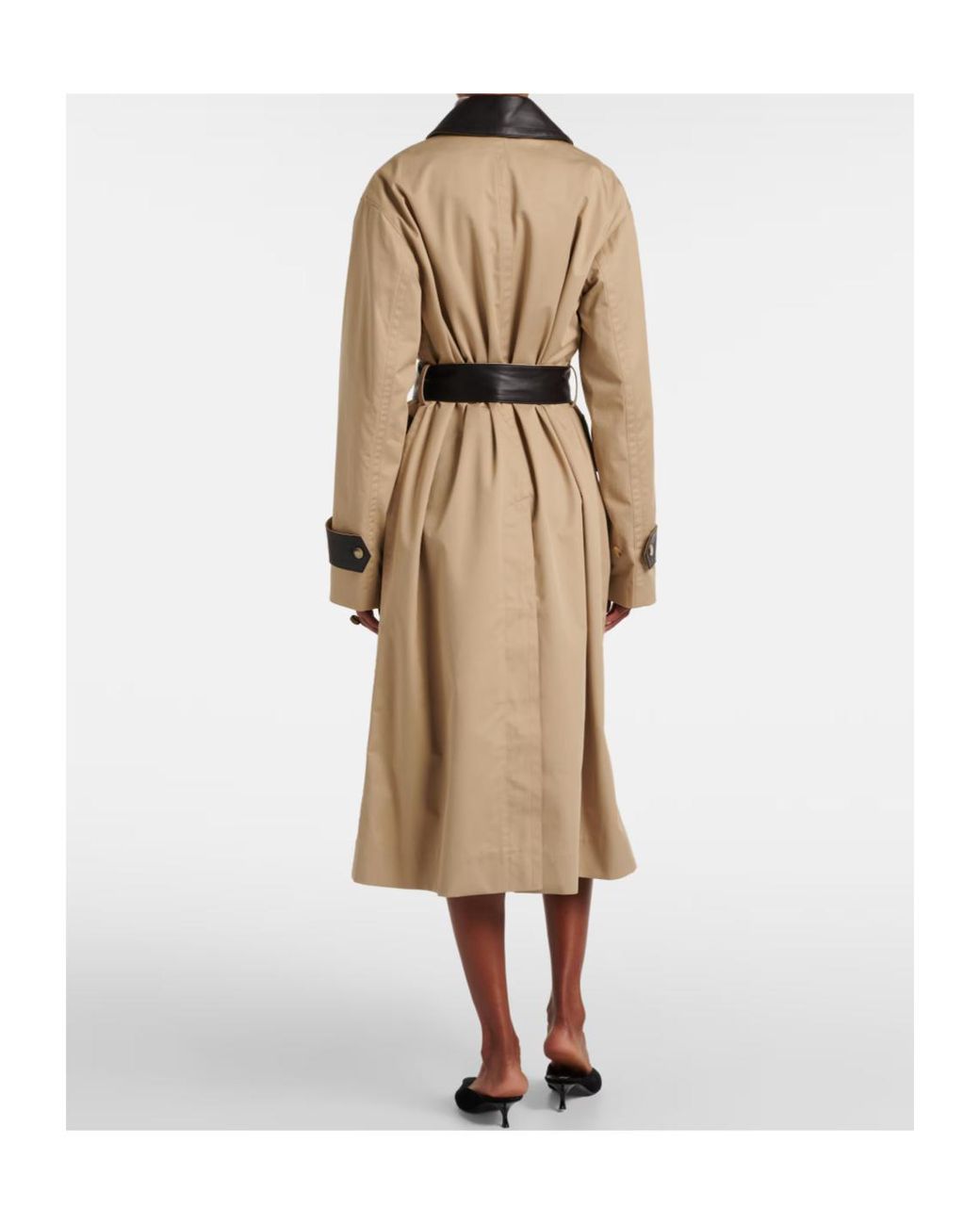 Joseph Natural Zaman Leather-Trimmed Cotton Trench Coat