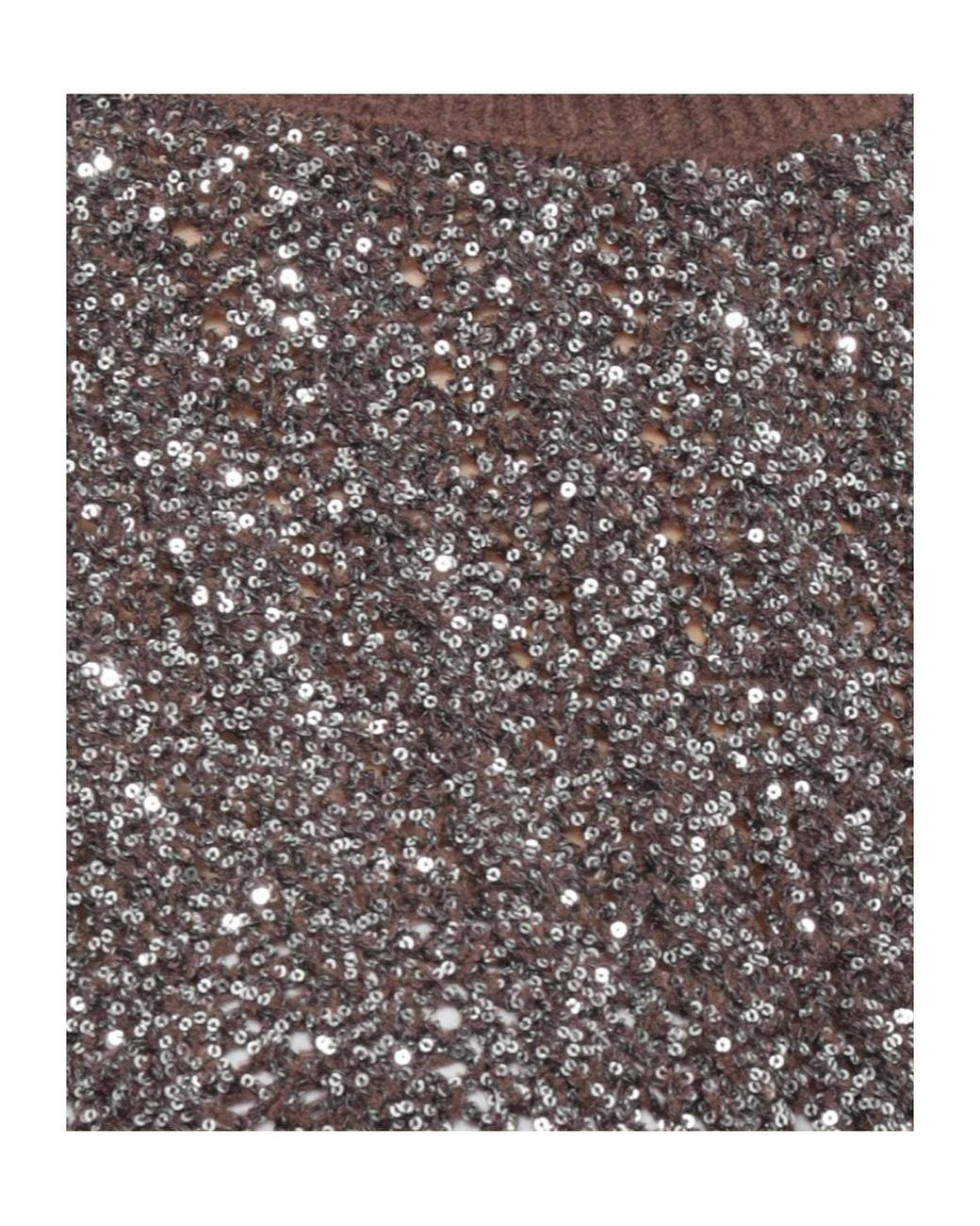 D.exterior Brown Sequined Sleeveless Knitted Top