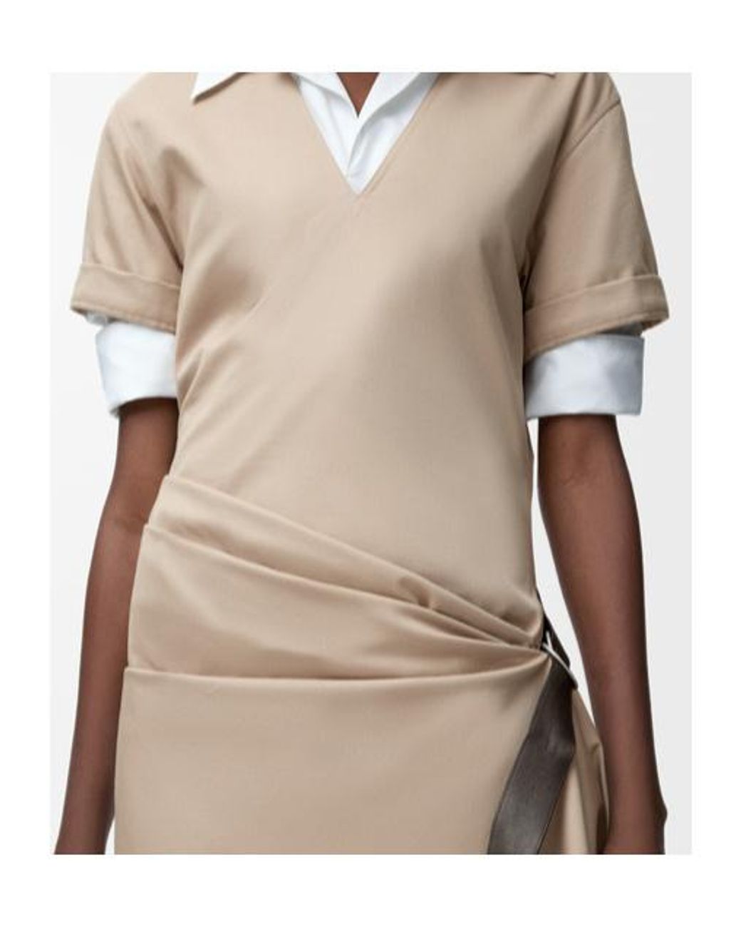 Loewe Natural V-Neck Asymmetric Belted Dress