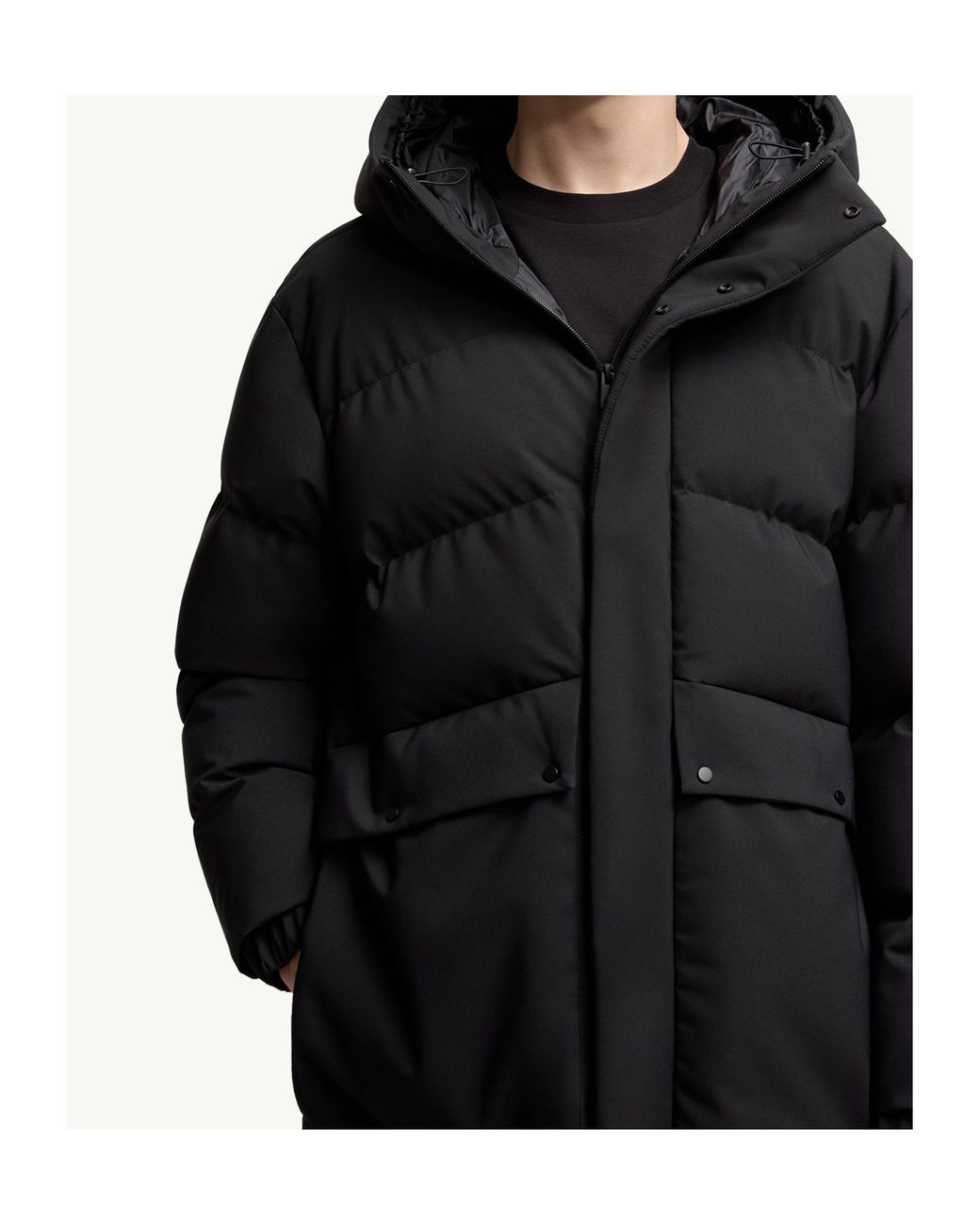 Moncler Black Avioth Hooded Long Down Jacket for men