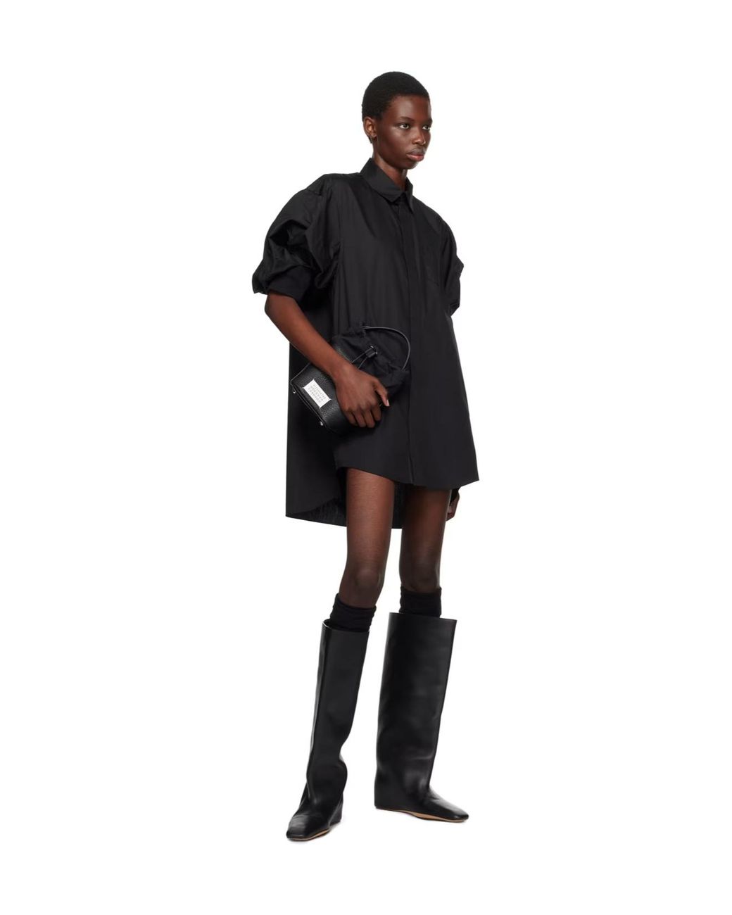 Sacai Black Balloon-Sleeve Mini Dress