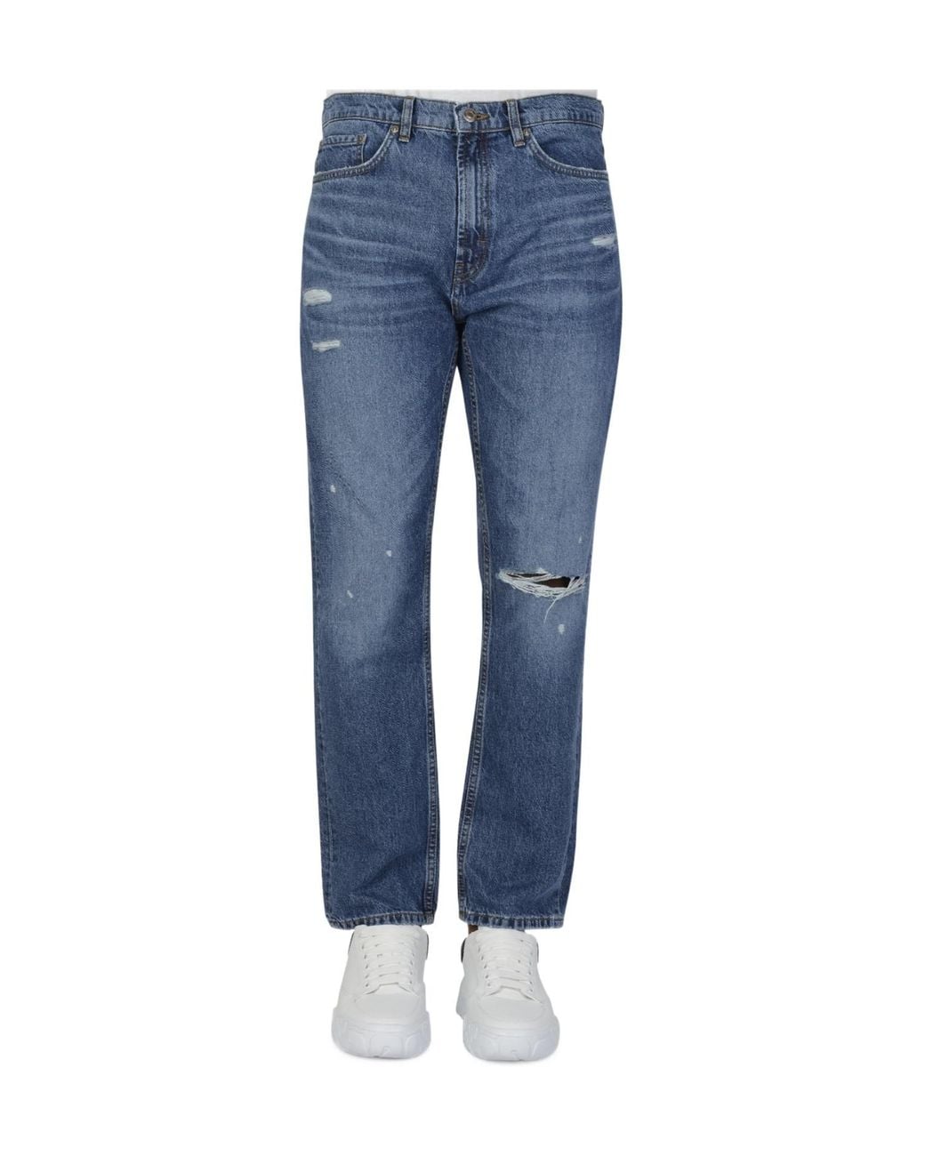 Boss Blue Hugo Straight Leg Distressed Jeans for men