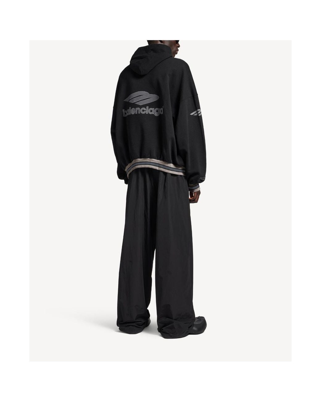 Balenciaga Black 3B Football Polo Hoodie for men