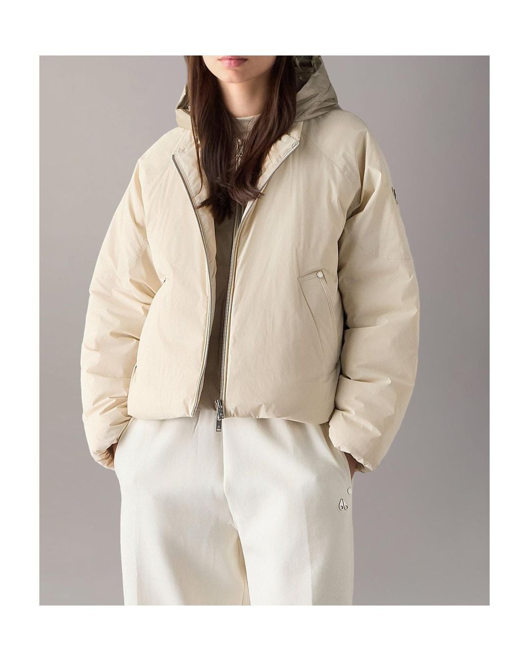 Moose Knuckles Natural Tegan Down Bomber Jacket