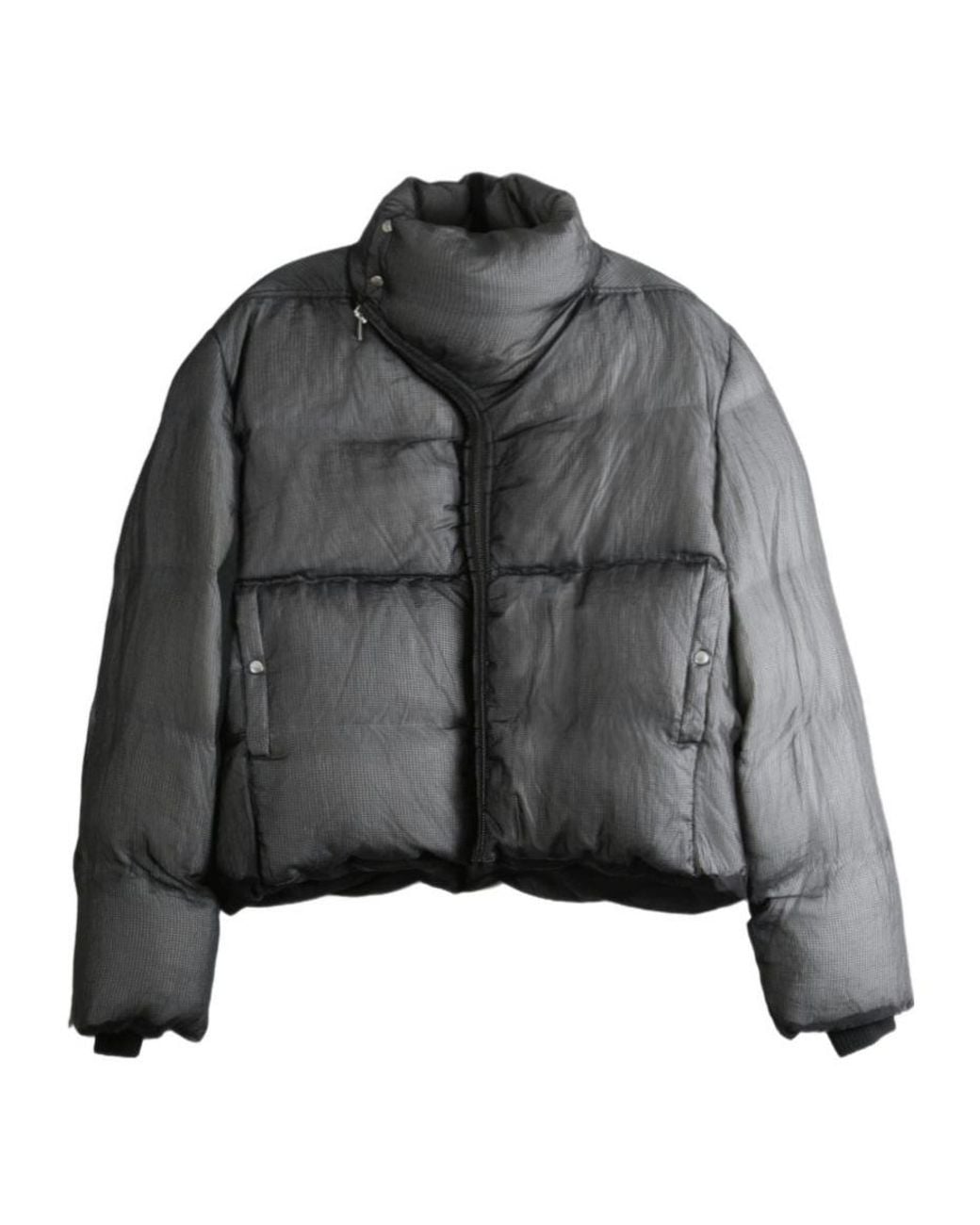 Rick Owens Gray Turtle Funnel-Neck Zipped Padded Jacket for men