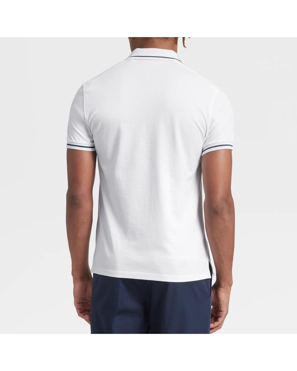 Zegna White Logo-Embroidered Polo Shirt for men