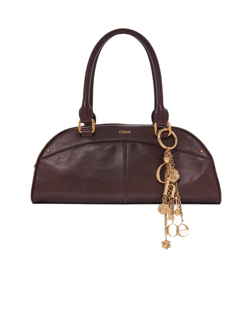 Chloé Brown Chloé Bowling Zipped Top Handle Bag