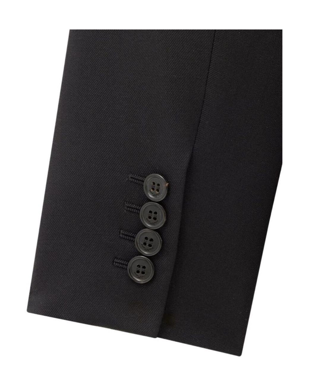 Saint Laurent Black Double-Breasted Long-Sleeved Jacket for men