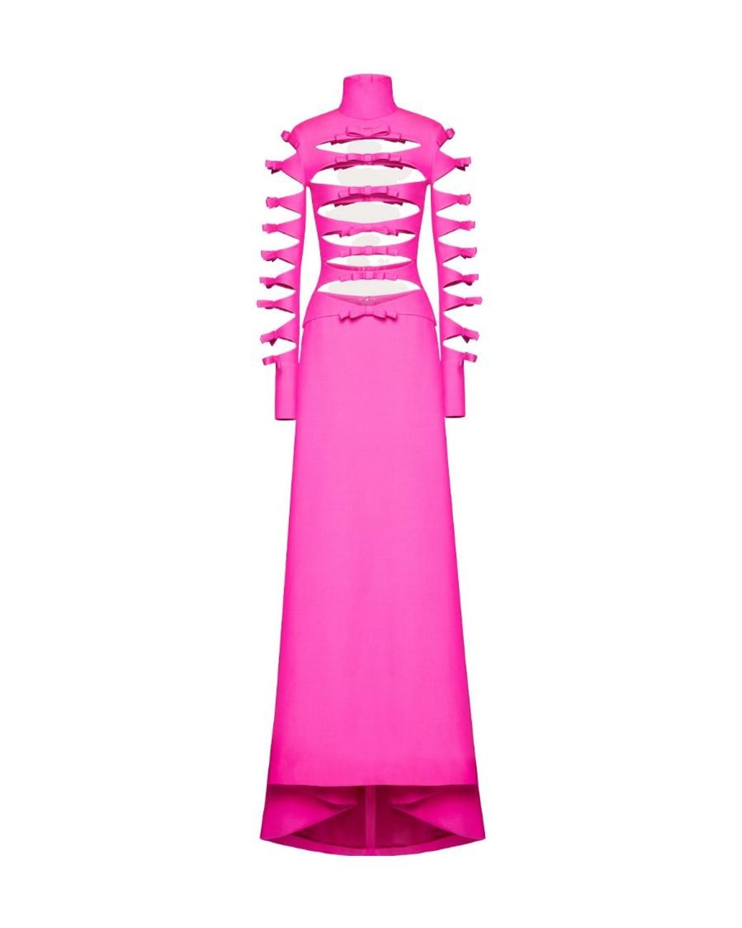 Valentino Pink Bow Detail Crepe Dress Dress