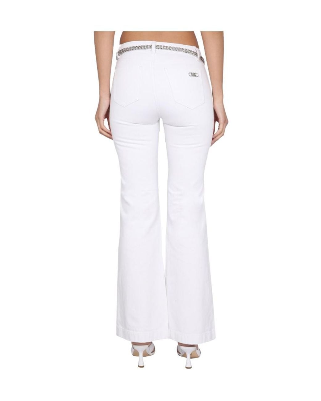 MICHAEL Michael Kors White Low-Rise Chain-Linked Flared Trousers