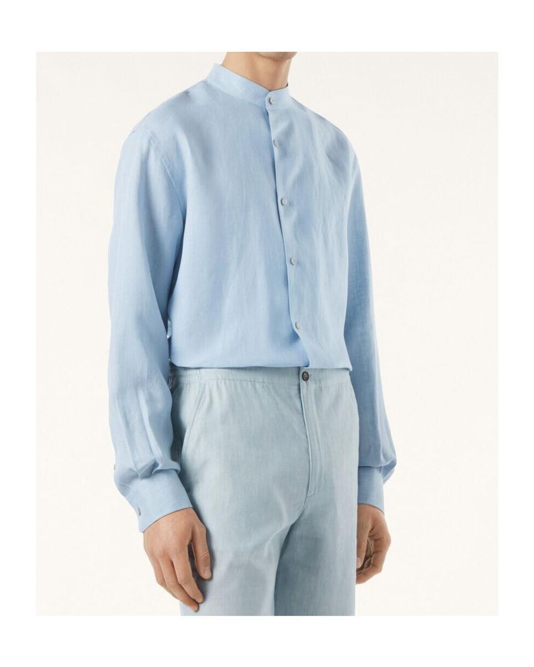 Loro Piana Blue Long Sleeve Shirt for men