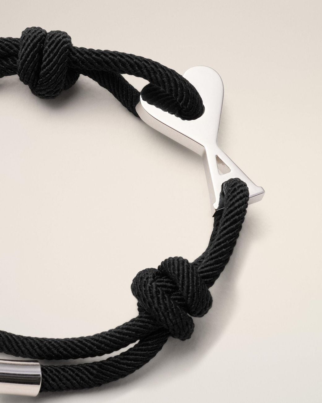 AMI Black Cord Brass Ami De Coeur Bracelet for men