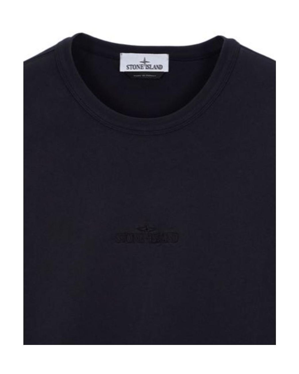 Stone Island Blue Embroidered-Logo Cotton Sweatshirt for men