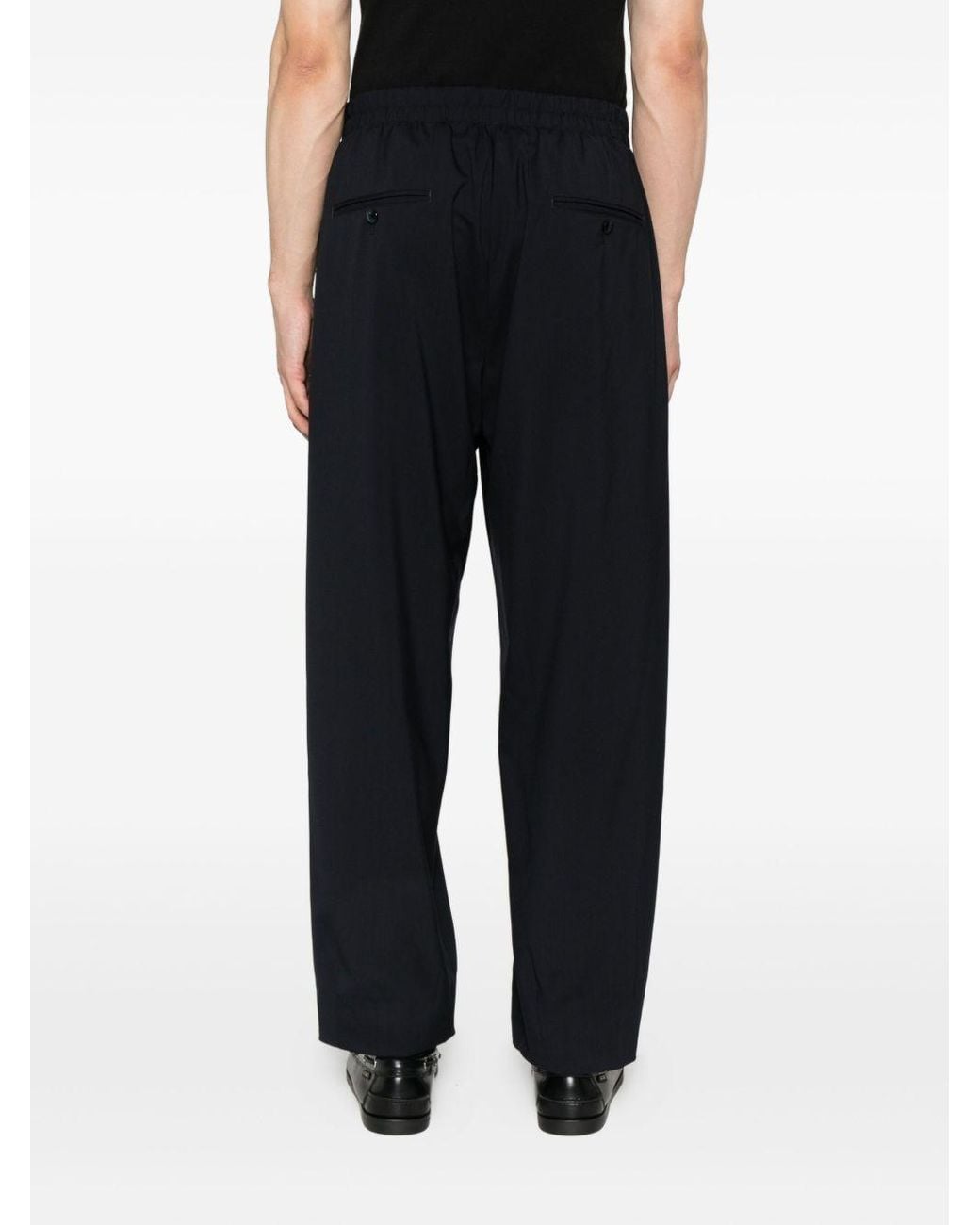 Giorgio Armani Black Button Detailed Pleated Pants for men
