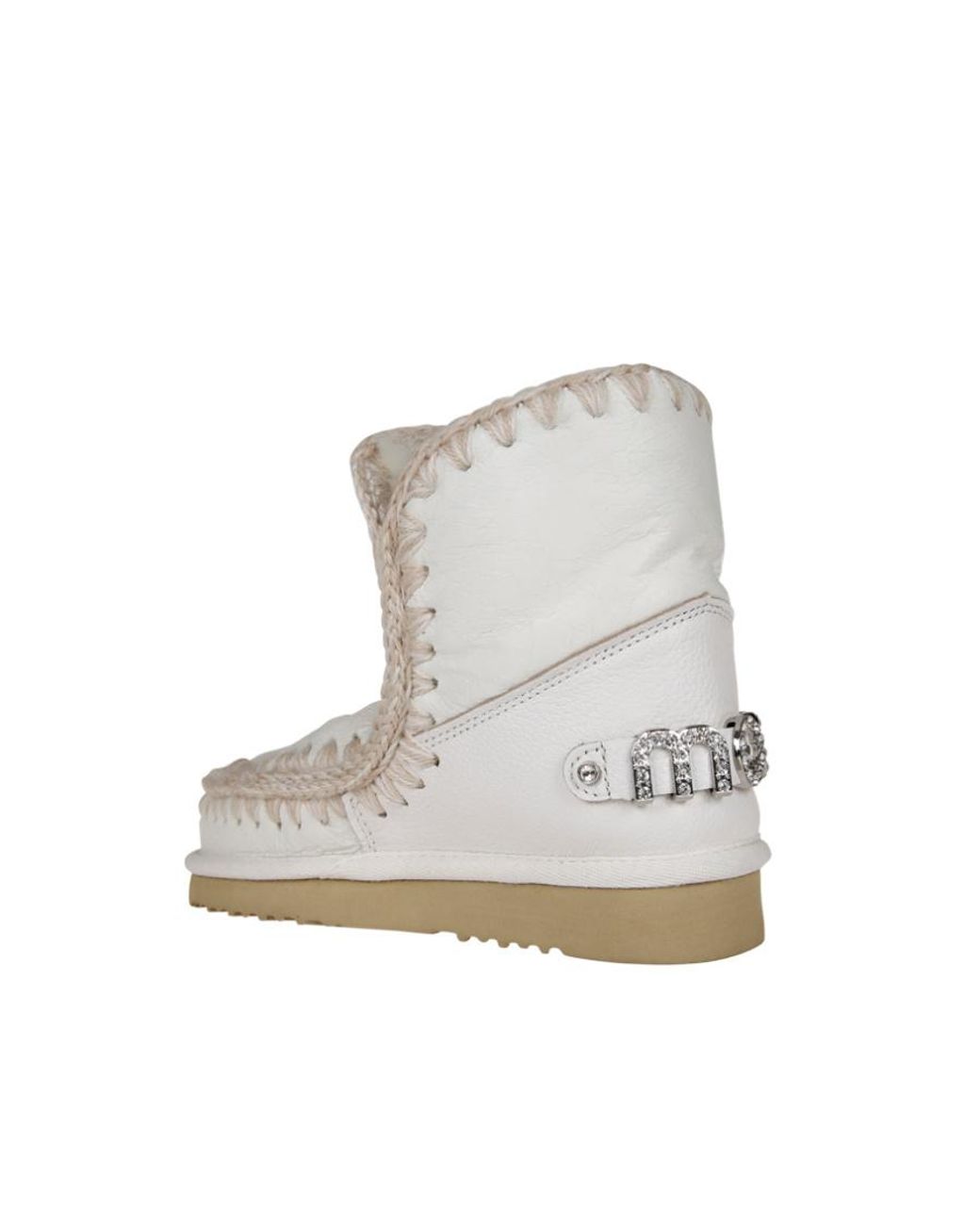 Mou Gray Contrast-Colored Stitching Snow Boots