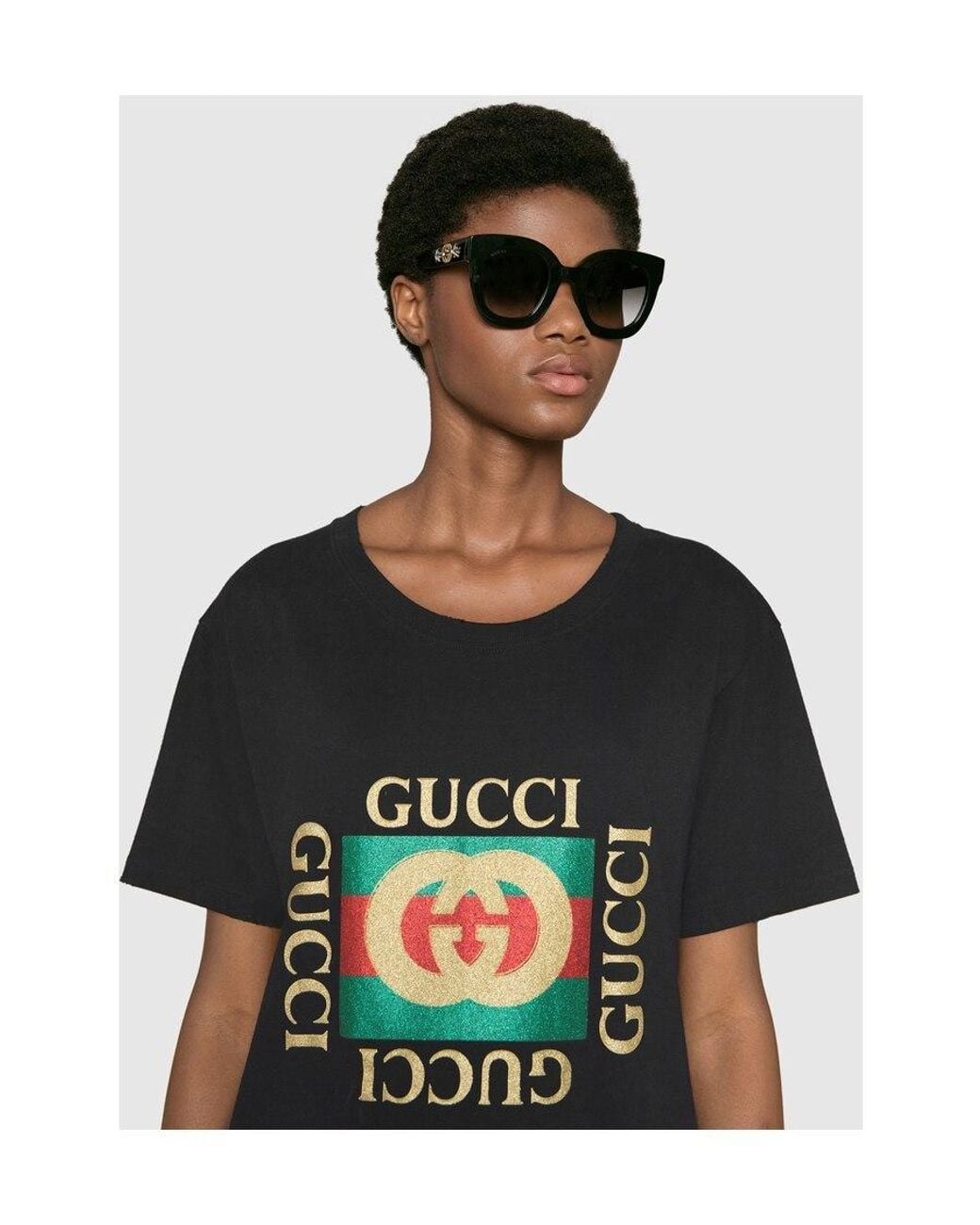 Gucci Black Round-Frame Sunglasses