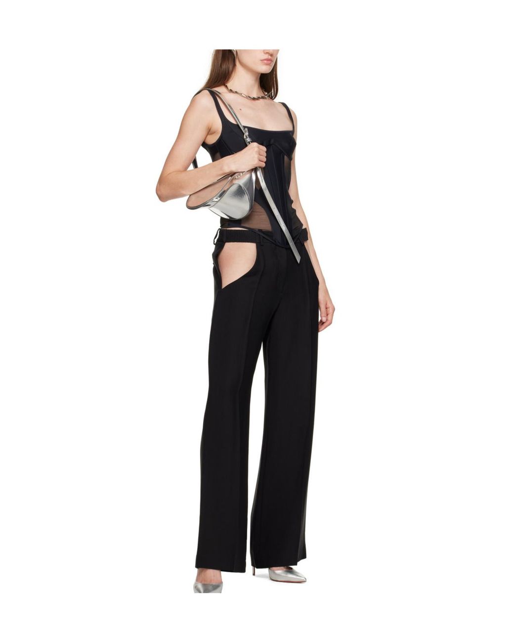 Mugler Black ミュグレー カットアウト トラウザーズ
