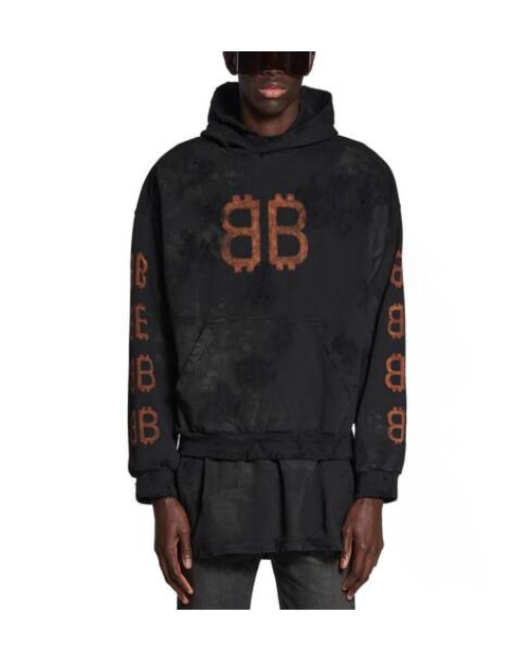 Balenciaga Black Crypto Faded Medium Fit Hoodie for men