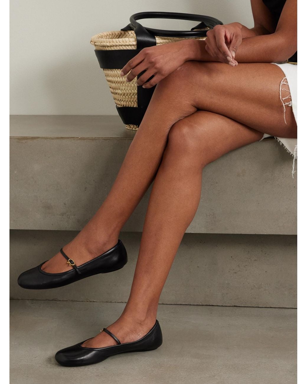 Gianvito Rossi Black Carla Leather Mary Jane Ballet Flats