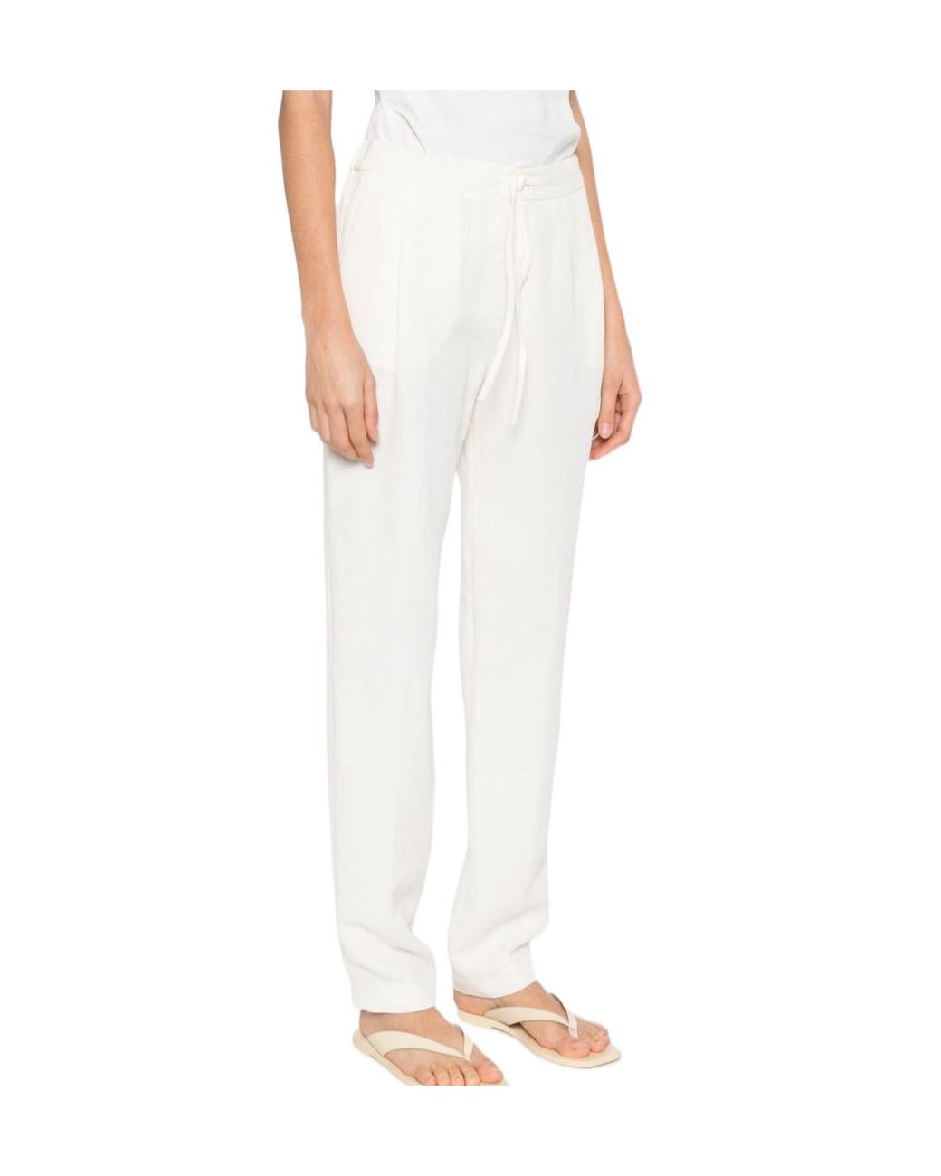 Fabiana Filippi White Straight Leg Drawstring Pants