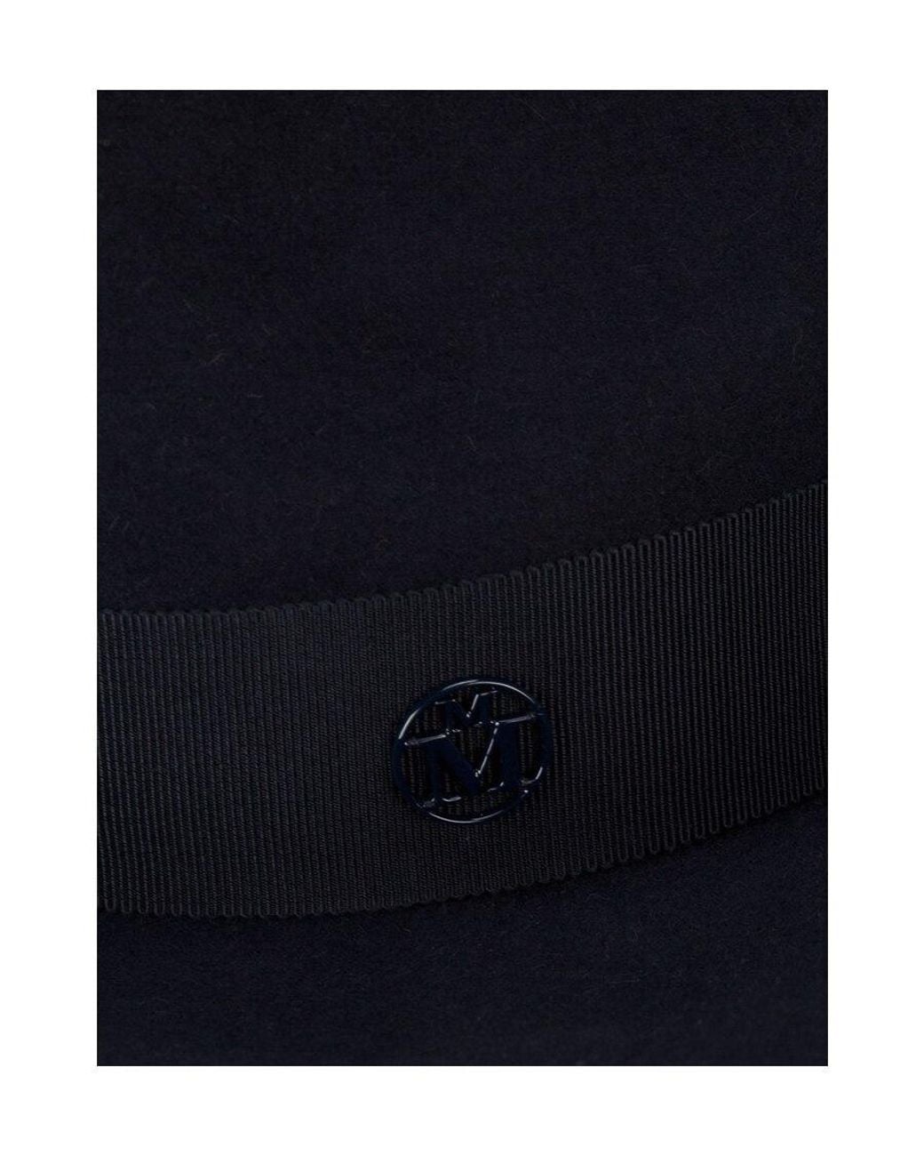 Maison Michel Blue Henrietta Logo Felt Hat