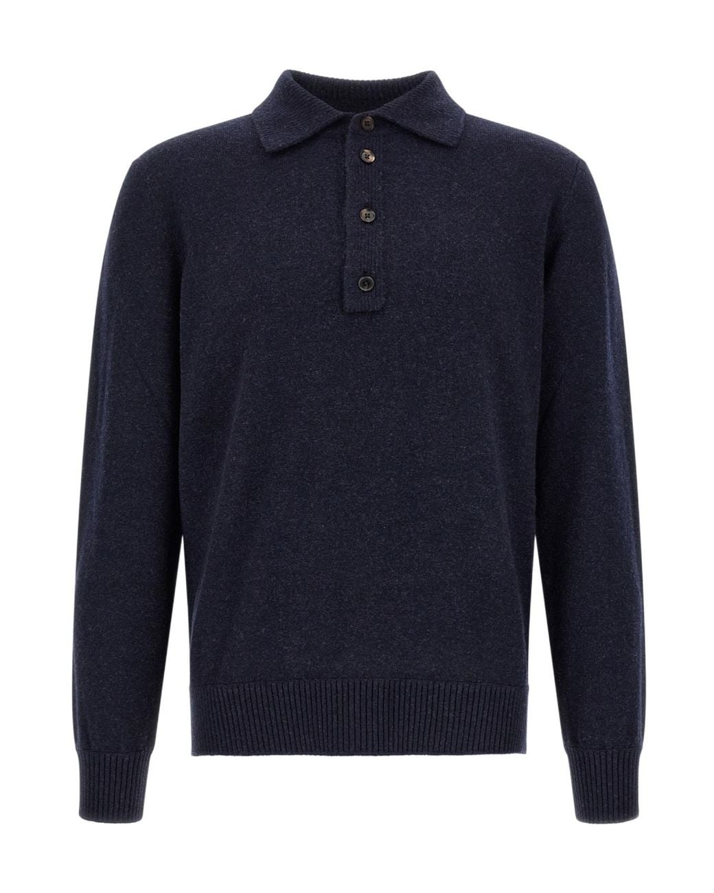 Zegna Blue Wool And Cashmere Polo Shirt for men