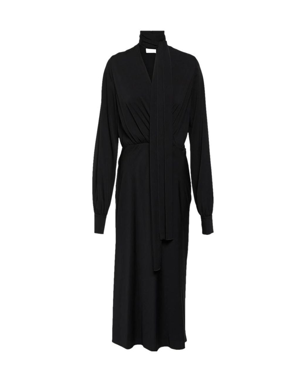 Sportmax Black Pussy-Bow Long-Sleeved Dress